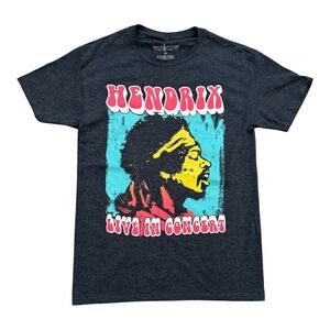 Rockin Artwork Jimi Hendrix Live In Concert Graphic Tee Gray Mens Small
